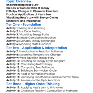 Hesss Law Worksheet Activity Booklet