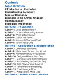 Hibernation And Dormancy In Organisms Worksheet Activity Booklet