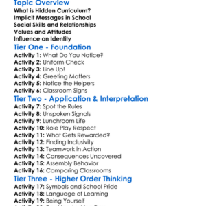 Hidden Curriculum Worksheet Activity Booklet
