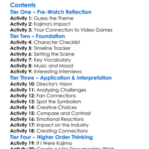 Hideo Kojima Connecting Worlds 2023 Worksheet Activity Booklet