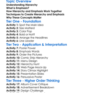 Hierarchy And Emphasis Worksheet Activity Booklet