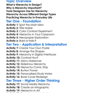 Hierarchy In Design Worksheet Activity Booklet
