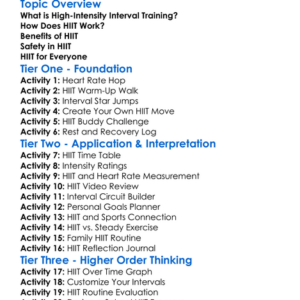 High-Intensity Interval Training Worksheet Activity Booklet