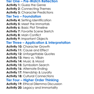Highlander 1986 Worksheet Activity Booklet