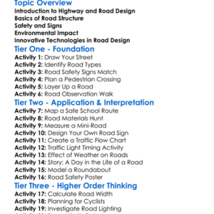 Highway And Road Design Worksheet Activity Booklet