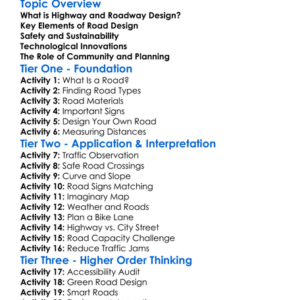 Highway And Roadway Design Worksheet Activity Booklet