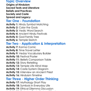 Hinduism In Ancient Times Worksheet Activity Booklet