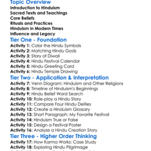 Hinduism Origins And Beliefs Worksheet Activity Booklet