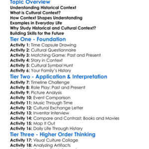 Historical And Cultural Context Worksheet Activity Booklet
