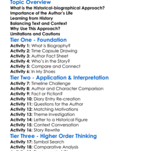 Historical-Biographical Approach Worksheet Activity Booklet