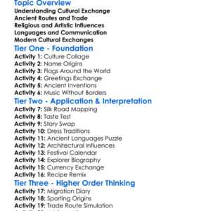 Historical Cultural Exchanges Worksheet Activity Booklet