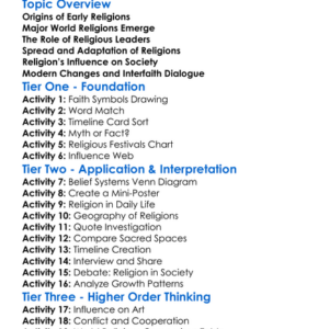 Historical Development Of Religions Worksheet Activity Booklet