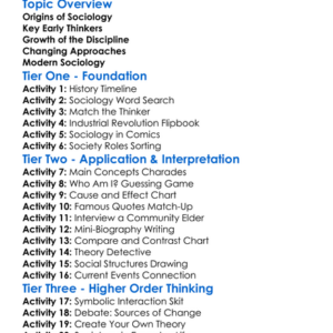 Historical Development Of Sociology Worksheet Activity Booklet