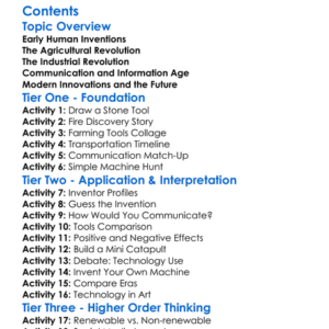Historical Developments In Technology Worksheet Activity Booklet