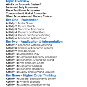 Historical Economic Systems Worksheet Activity Booklet