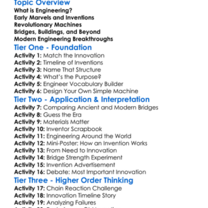 Historical Engineering Innovations Worksheet Activity Booklet