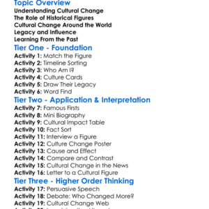 Historical Figures In Cultural Change Worksheet Activity Booklet