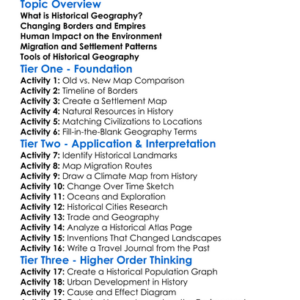 Historical Geography Worksheet Activity Booklet