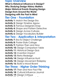 Historical Influences In Design Worksheet Activity Booklet
