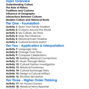Historical Influences On Culture Worksheet Activity Booklet