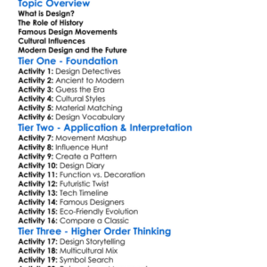 Historical Influences On Design Worksheet Activity Booklet