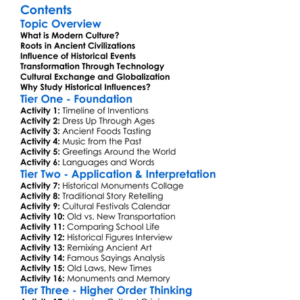 Historical Influences On Modern Culture Worksheet Activity Booklet