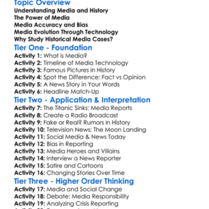 Historical Media Case Studies Worksheet Activity Booklet