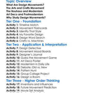 Historical Movements In Design Worksheet Activity Booklet