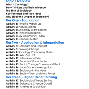 Historical Origins Of Sociology Worksheet Activity Booklet