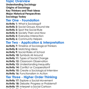 Historical Perspectives In Sociology Worksheet Activity Booklet