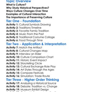 Historical Perspectives On Culture Worksheet Activity Booklet