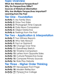 Historical Perspectives Worksheet Activity Booklet