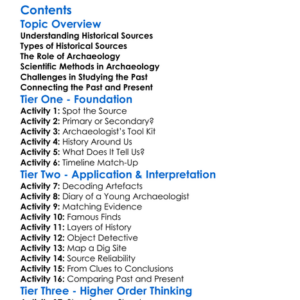 Historical Sources And Archaeological Methods Worksheet Activity Booklet