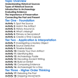 Historical Sources And Archaeology Worksheet Activity Booklet
