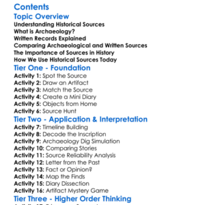 Historical Sources Archaeology And Written Records Worksheet Activity Booklet
