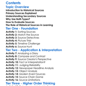 Historical Sources Primary And Secondary Worksheet Activity Booklet