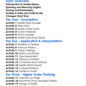Historical Textile Techniques Worksheet Activity Booklet