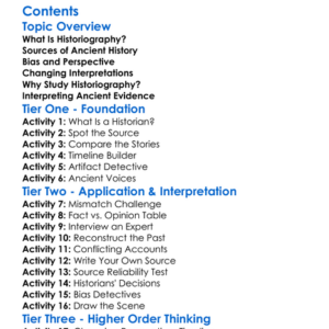 Historiography And Interpretation Of Ancient History Worksheet Activity Booklet