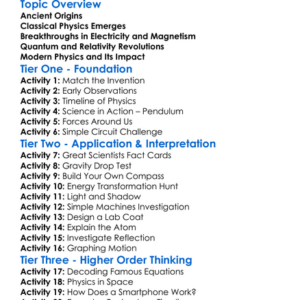 History And Development Of Physics Worksheet Activity Booklet