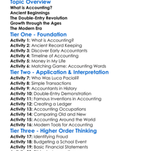 History And Evolution Of Accounting Worksheet Activity Booklet