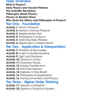 History And Philosophy Of Physics Worksheet Activity Booklet