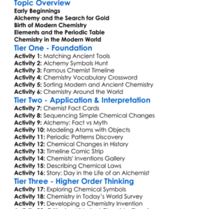 History Of Chemistry Worksheet Activity Booklet