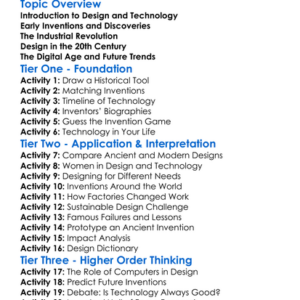 History Of Design And Technology Worksheet Activity Booklet
