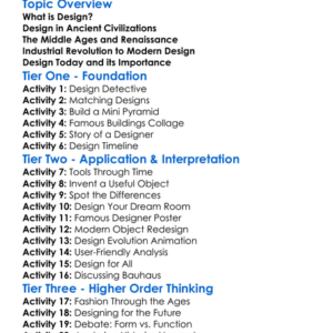 History Of Design Worksheet Activity Booklet