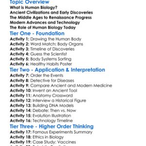 History Of Human Biology Worksheet Activity Booklet