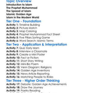 History Of Islam Worksheet Activity Booklet