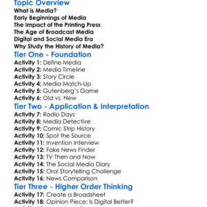 History Of Media Worksheet Activity Booklet