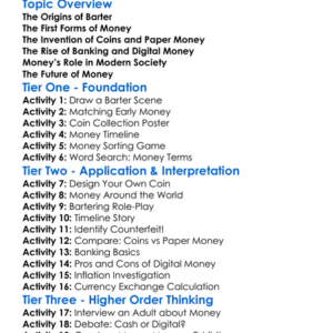 History Of Money Worksheet Activity Booklet