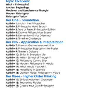 History Of Philosophy Worksheet Activity Booklet