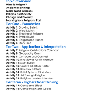 History Of Religion Worksheet Activity Booklet
